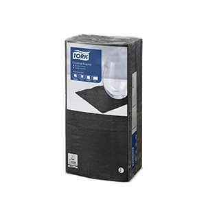 200 serviettes cocktail noires - TORK - 24x24cm