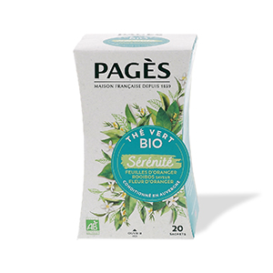 Boite de 20 sachets de thé vert sérénité bio - PAGES