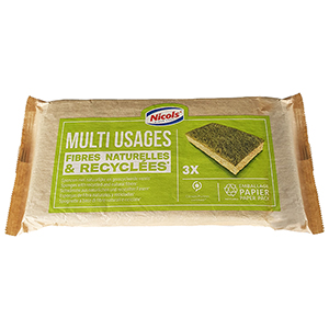 Eponges grattante verte 100% fibres recyclées - x3