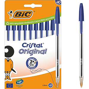 Etui de 10 stylos bille crystal bleu - BIC