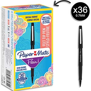 Boite de 36 feutres noir - PAPERMATE